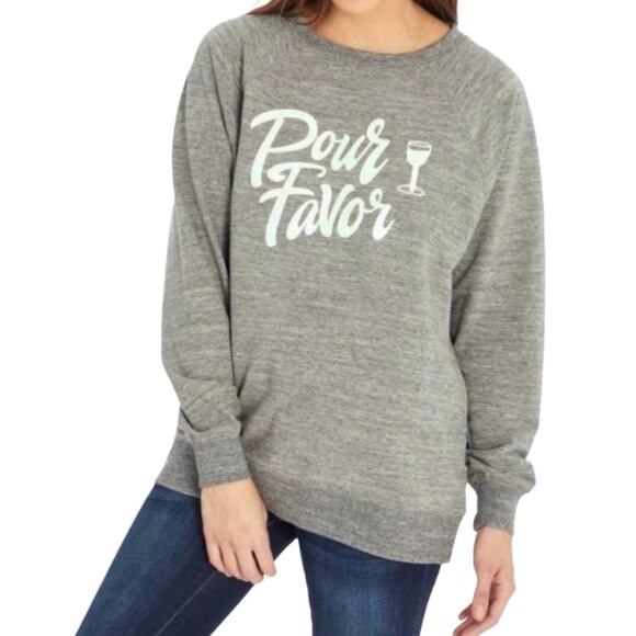 Wildfox Gray Iridescent Pour Favor Wine Sweatshirt Womens Medium - Picture 1 of 5